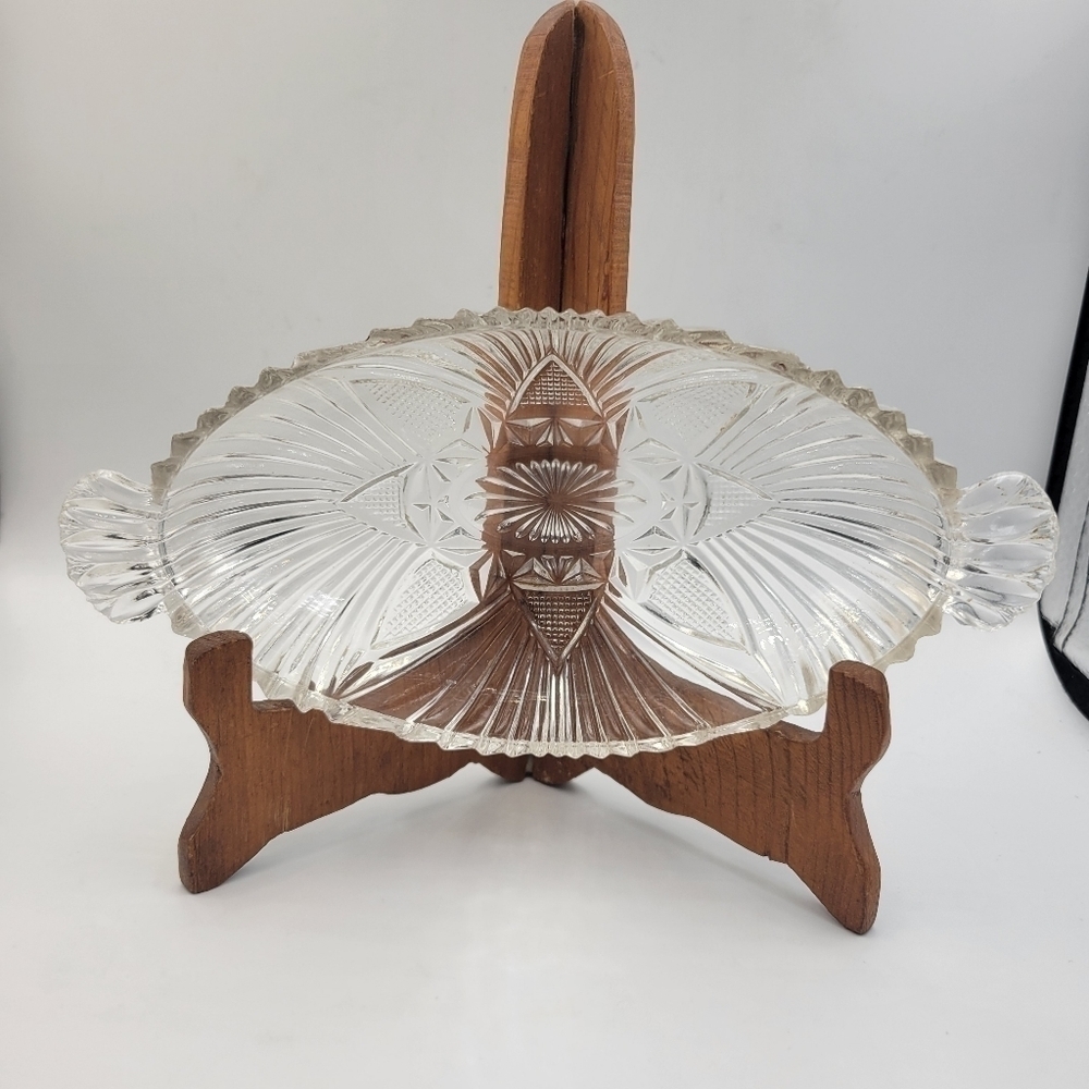 Vintage Clear Crystal Oval Candy Dishes